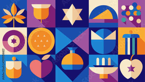 Colorful collection of retro gaming and technology icons