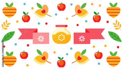 Autumn harvest with apples, pumpkins, and autumn leaves