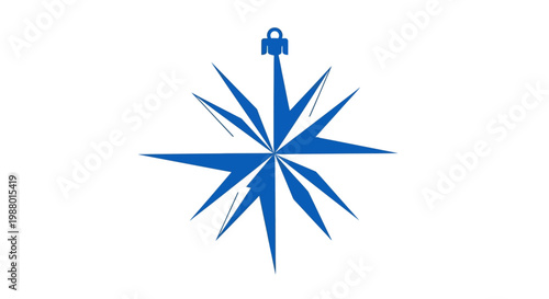 Blue Compass Navigation Direction Indicator Symbol.