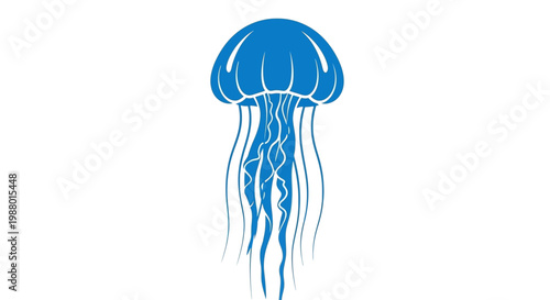 Blue Jellyfish Marine Animal Closeup View.
