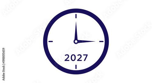 Clock face with year 2027.