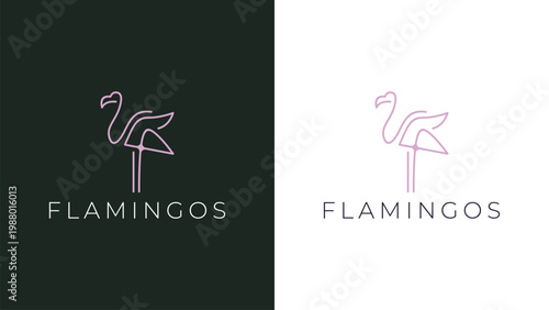 Creative abstract flamingo logo design with geometric lines for modern clothing and lifestyle brands