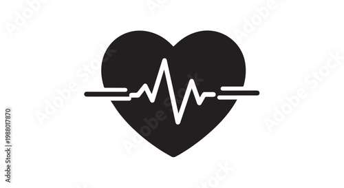 Heart pulse rate icon with heartbeat line for medical health design