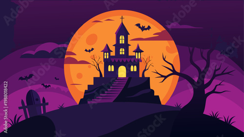 A carved pumpkin with a spooky face glowing in the dark