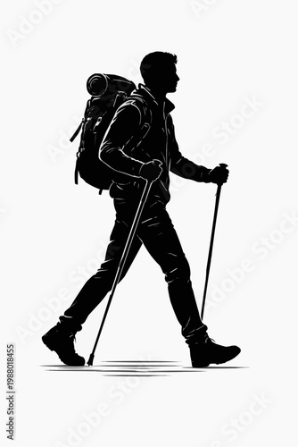 Hiker Man Silhouette
Trekking Adventure Pose
Backpacker Walking Outdoor