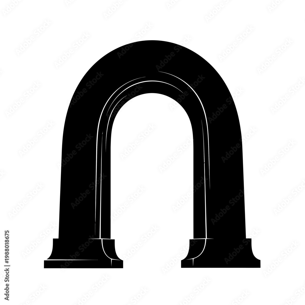 Fototapeta premium Black Archway Silhouette with White Outline