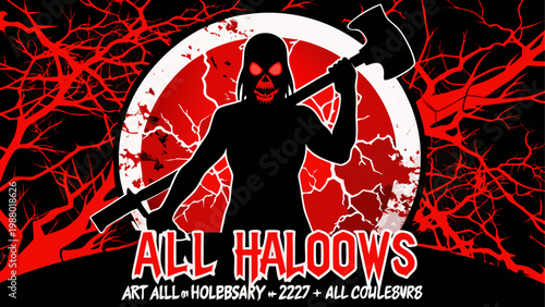 Heavy metal rocker with devil horns and flaming guitar