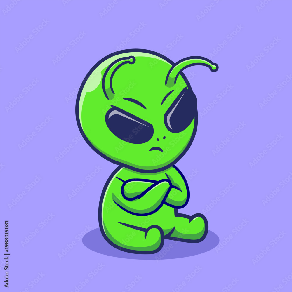 Obraz premium Cute Alien Angry Cartoon