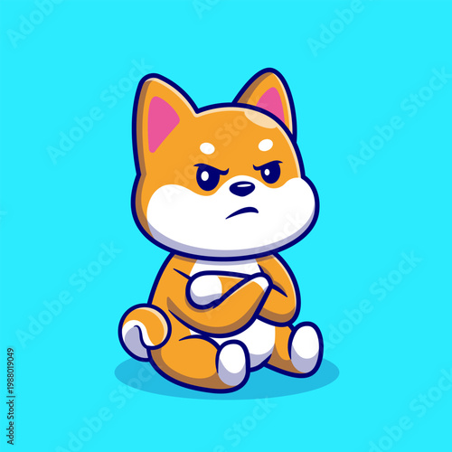 Cute Shiba Inu Dog Angry Cartoon