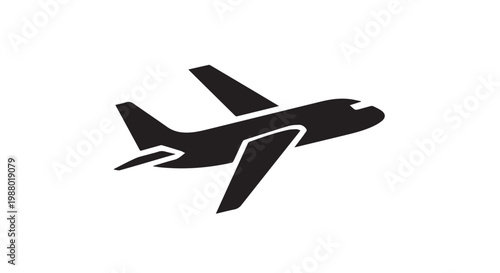 Airplane silhouette vector icon for travel aviation and transport concept