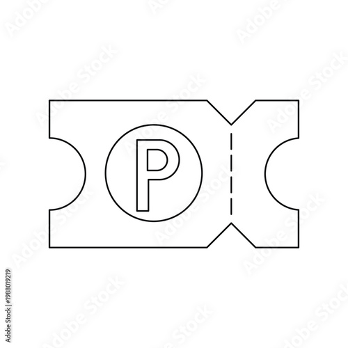 Parking ticket line icon isolated on white background. Car parking voucher or receipt symbol.Editable stroke, Vector illustration, Line art Icon, Symbols.