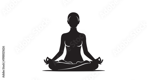 Yoga meditation woman silhouette vector icon for wellness and mindfulness