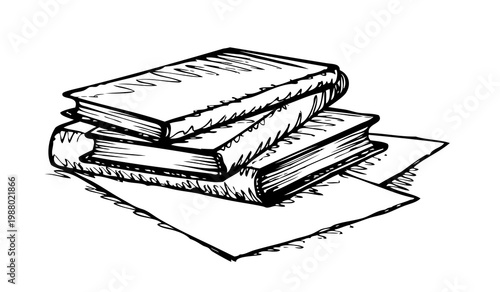 Vector sketch. Stack of books