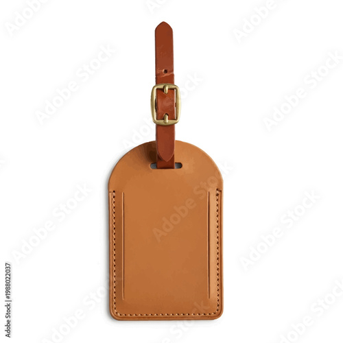 A premium leather luggage tag with a durable buckle strap provides secure identification for travel gear and suitcases while ensuring your personal contact information remains protected during