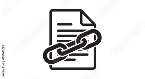 Link building paper icon with metal chain for SEO strategy