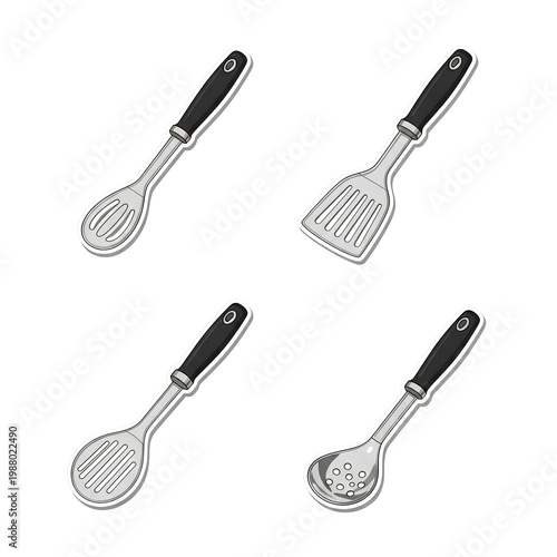 Kitchen Utensils Set Spatula Spoon Ladle and Slotted Spoon.