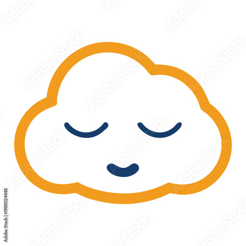 Cloud with closed eyes and smile, concept for sleep, dreams, relaxation, comfort, rest, and sweet slumber.