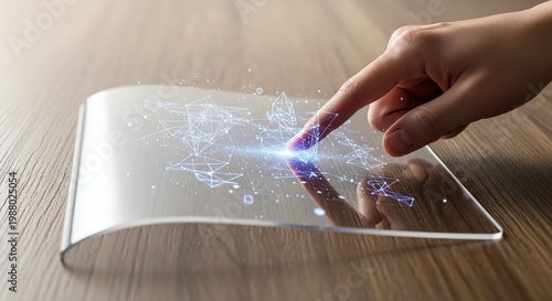 Hand interacting with holographic display