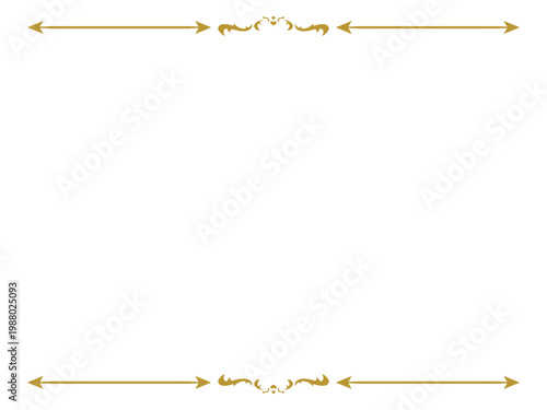 アンティークデザインの上下フレーム/ゴールド/イラスト/素材