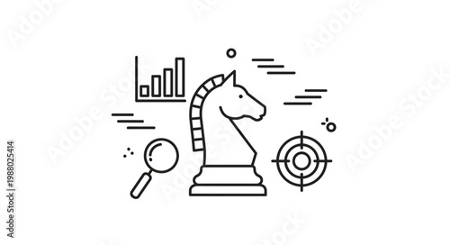 Chess Knight Strategy Analysis and Business Growth Concept.