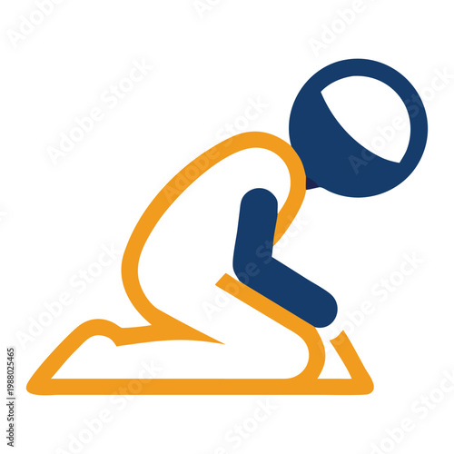 A person kneeling icon, representing prayer, meditation, or submission, useful for religious and spiritual illustrations.