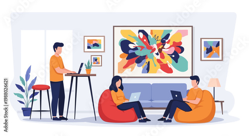 People working together in a modern office space.