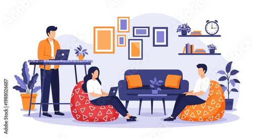 People working together in a modern office space.