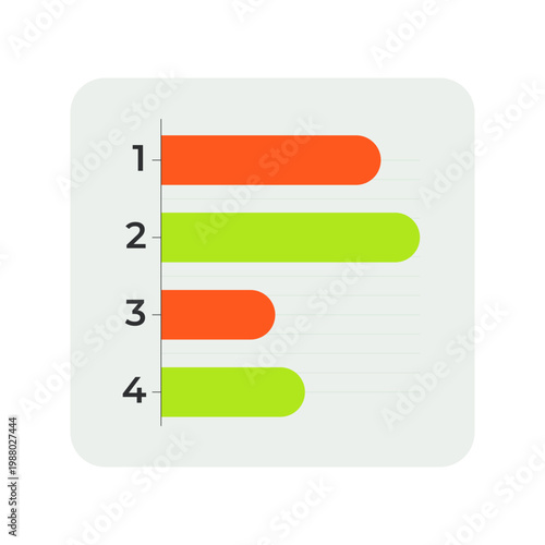 Horizontal bar chart comparison with category flat UI data visualization element. Infographic column graph. Minimal dashboard component. Isolated vector illustration. Solid color visual graphic