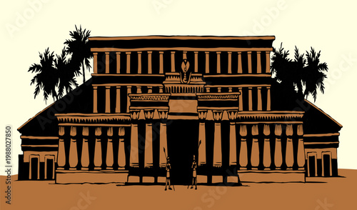 Vector Drawing. Ancient Egyptian Palace