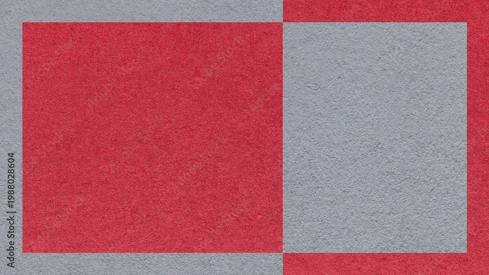 Fototapeta premium Textured gray, dark red paper background with frame and geometric panel. Template for presentation with copy space