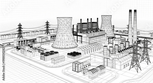 Industrial Power Plant Facility Drawing.