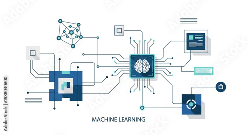 Abstract representation of machine learning and artificial intelligence network.