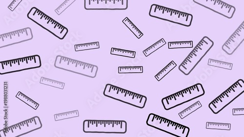 Ruler Seamless Pattern with School and Education Theme on Purple Background