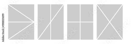 Set of comic 4 frame photo collage layout