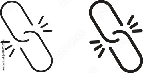 Photos Broken link icon collection. Minimal icon and symbol