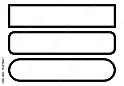 Conjunto de marcos rectangulares negros con esquinas rectas y redondeadas