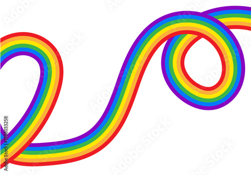 Cinta de arcoíris lgbtq ondulada con forma de corazón y espiral 