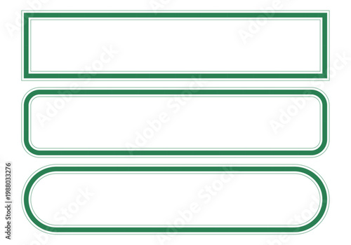 Colección de marcos rectangulares verdes con bordes rectos y redondeados