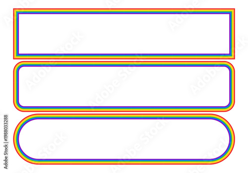 Colección de tres banners horizontales con bordes de arcoíris lgbtq