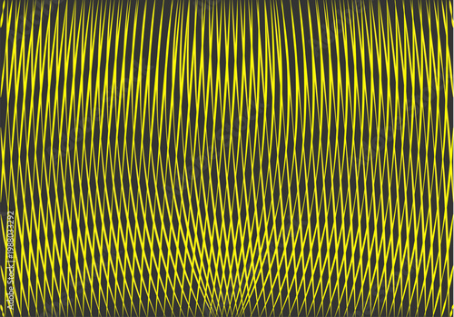 Fondo abstracto de líneas amarillas onduladas con efecto óptico sobre fondo oscuro
