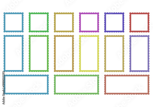 Colección de marcos rectangulares de colores con bordes ondulados
