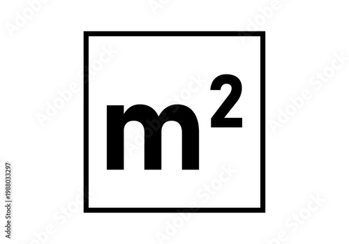 Símbolo de metro cuadrado enmarcado en un recuadro negro
