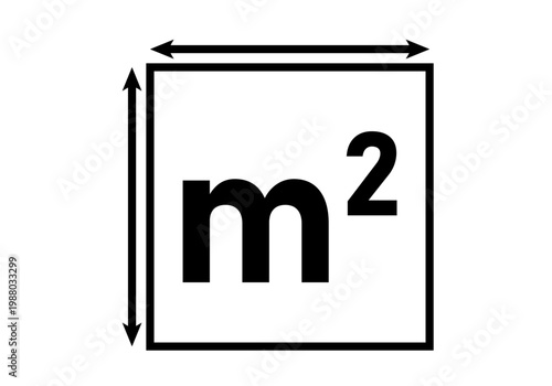 Icono de metro cuadrado con flechas de dimensión