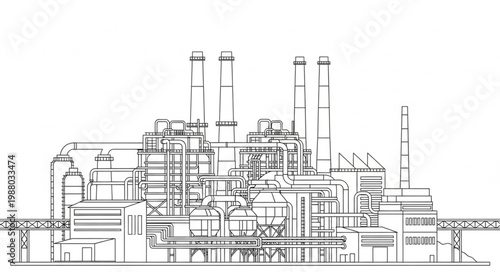 Industrial Factory Building Complex Sketch.