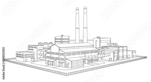Detailed Isometric Drawing of a Cityscape with Tall Buildings.