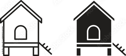 Chicken coop icon collection. Minimal icon and symbol