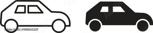 Compact car icon collection. Minimal icon and symbol