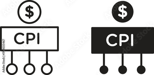 Consumer prices index icon collection. Minimal icon and symbol