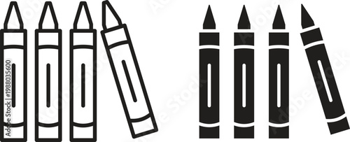 Crayon icon collection. Minimal icon and symbol