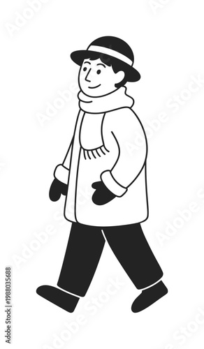 Stylized of a Person in Winter Clothing Walking